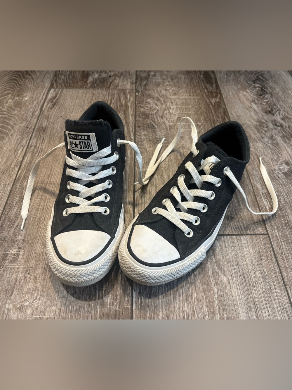Converse All-Star Black Canvas with White Trim Low Top Sneakers-Women’s Size 7.5